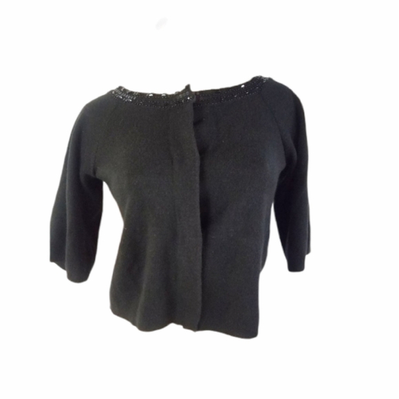 3/$25 LOFT Size XS Black Wool Shrug Sequins - Picture 1 of 7